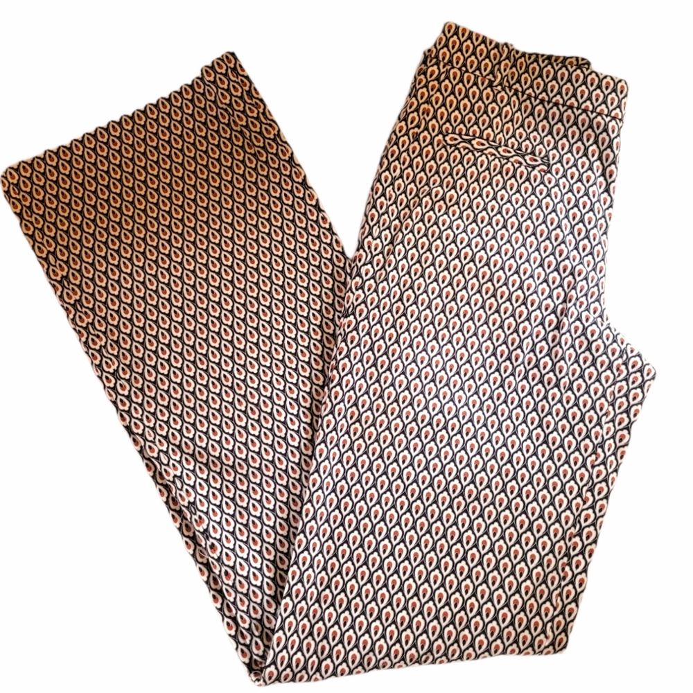 Zara Woman XS Ogee Orange/Blue Print Woman's Pant